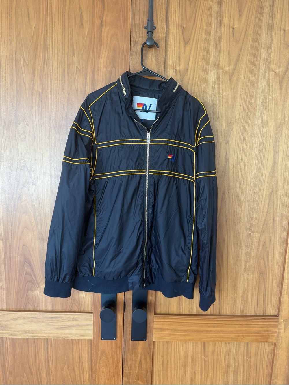 Aviator nation Men's Black Jacket with Yellow piping